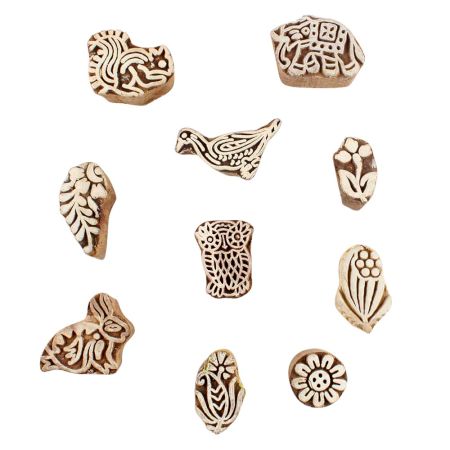 Set of 10 Piece New Mix Wooden Printing Block